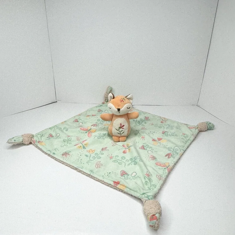 Mary Meyer Fairyland Fox Plush Lovey Security Blanket Floral Knotted Ends